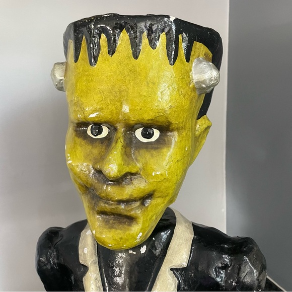 Dept 56 Frankenstein Bobble Head 18” Retired Papier-mâché Department Black Green - Picture 3 of 11